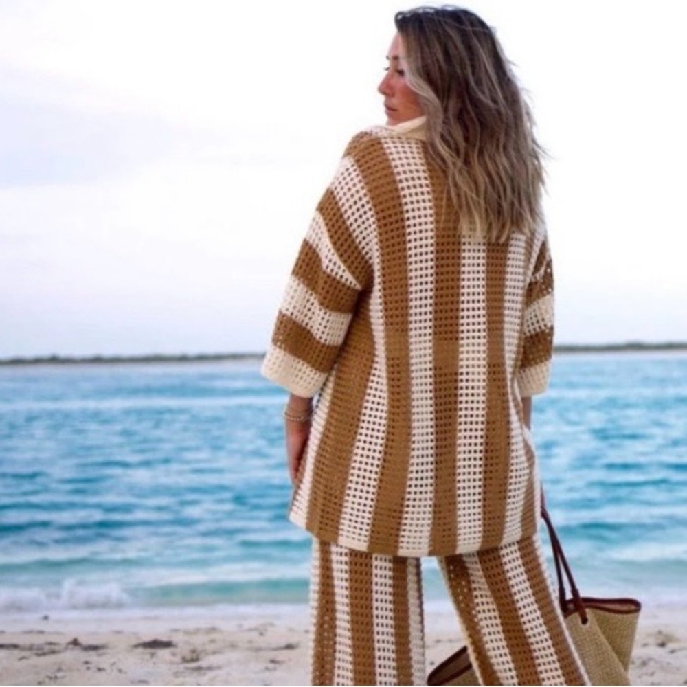 Striped Crochet Cardigan Top only
